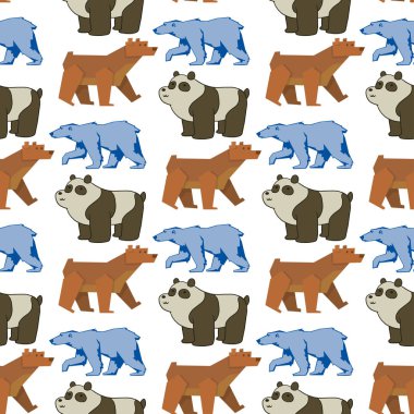 Hayvan vektör memeli teddy ayı komik mutlu karikatür predator sevimli karakter Dikişsiz desen arka plan illüstrasyon ayı.