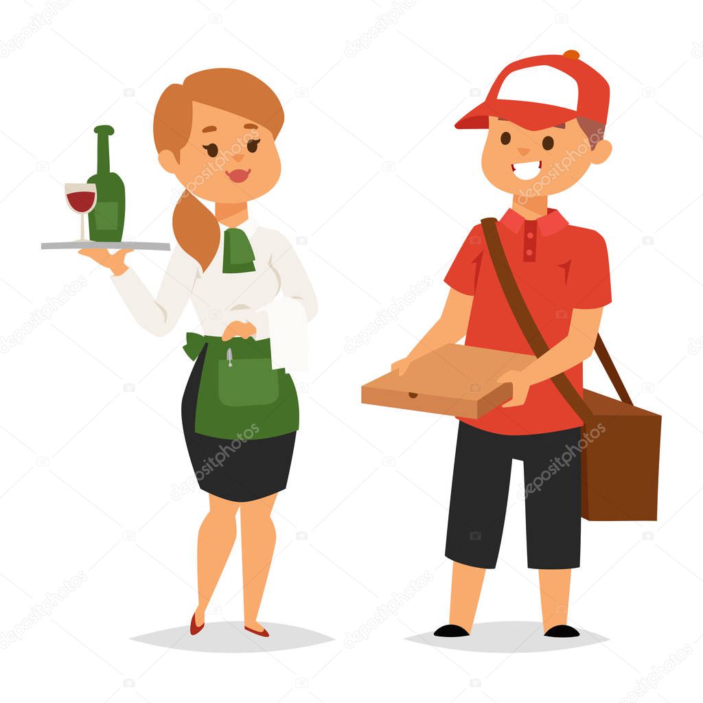 People part-time job professions vector set characters temporary job recruitment concept. Different workers or time unemployed. Young career start boys and girls part time workers opportunity looking