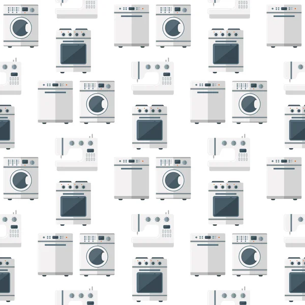 Electrodomésticos vector electrodomésticos equipo doméstico cocina eléctrica tecnología doméstica para herramientas de tarea patrón sin costura ilustración de fondo — Vector de stock