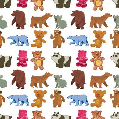 Hayvan vektör memeli teddy ayı komik mutlu karikatür predator sevimli karakter Dikişsiz desen arka plan illüstrasyon ayı.