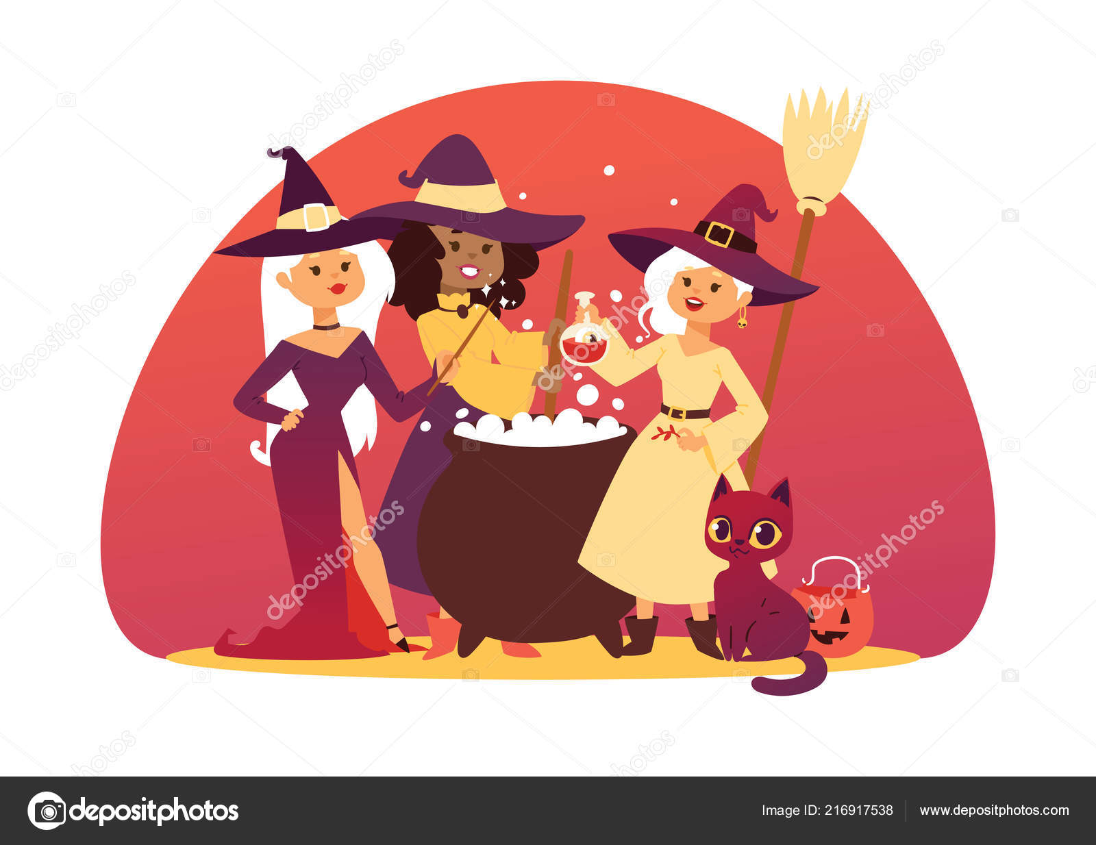 Lindas Meninas Com Bruxas Trajes Vector Ilustração Design Royalty Free SVG,  Cliparts, Vetores, e Ilustrações Stock. Image 133763187