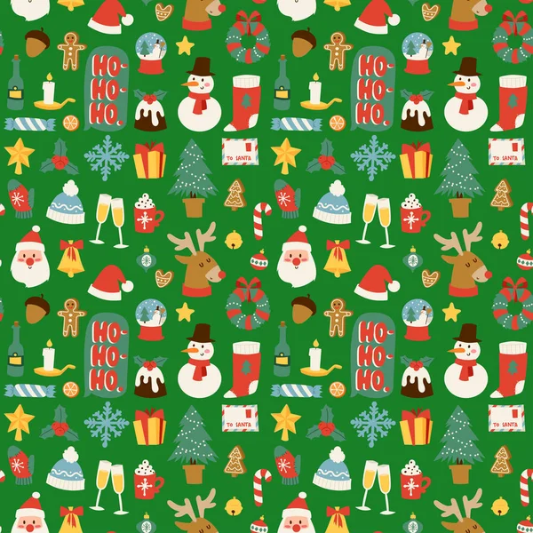 Weihnachten Vektor nahtlose Muster Hintergrund für Grußkarte Winter Neujahr Feier Design. — Stockvektor