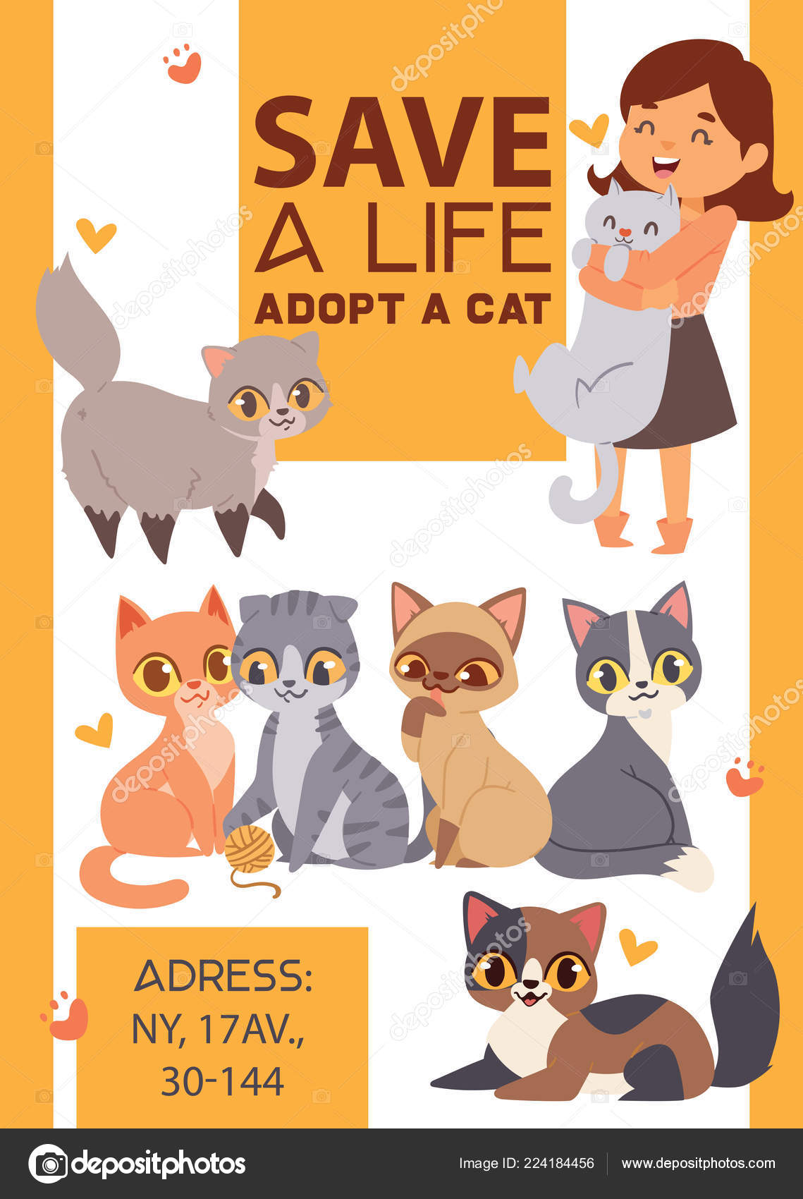 Crianças com animais de estimação adotam a ilustração do vetor de cartaz da  amizade. Adoção de crianças e gatos . Vetor de ©adekvat 224184456, image size:1139x1700