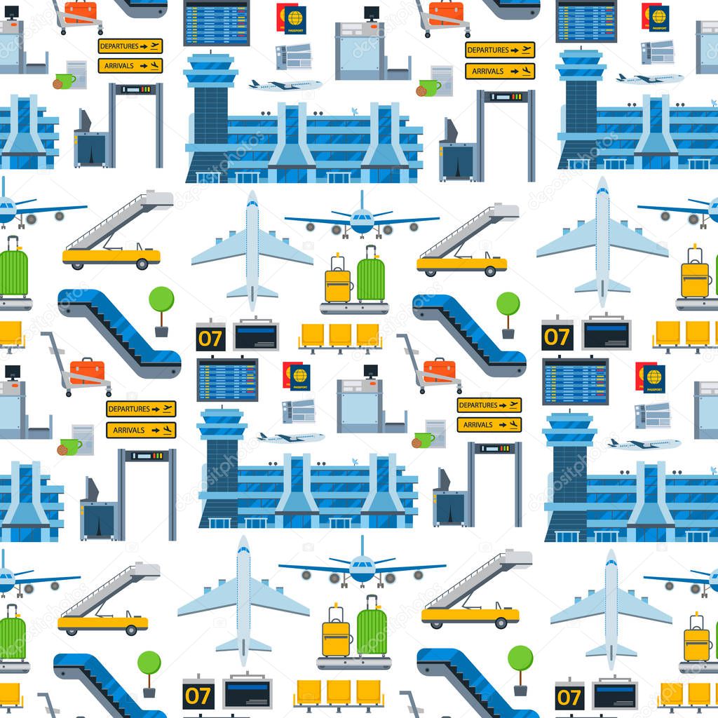 Aviation seamless pattern background vector airline graphic airplane airport transportation fly travel symbol illustration