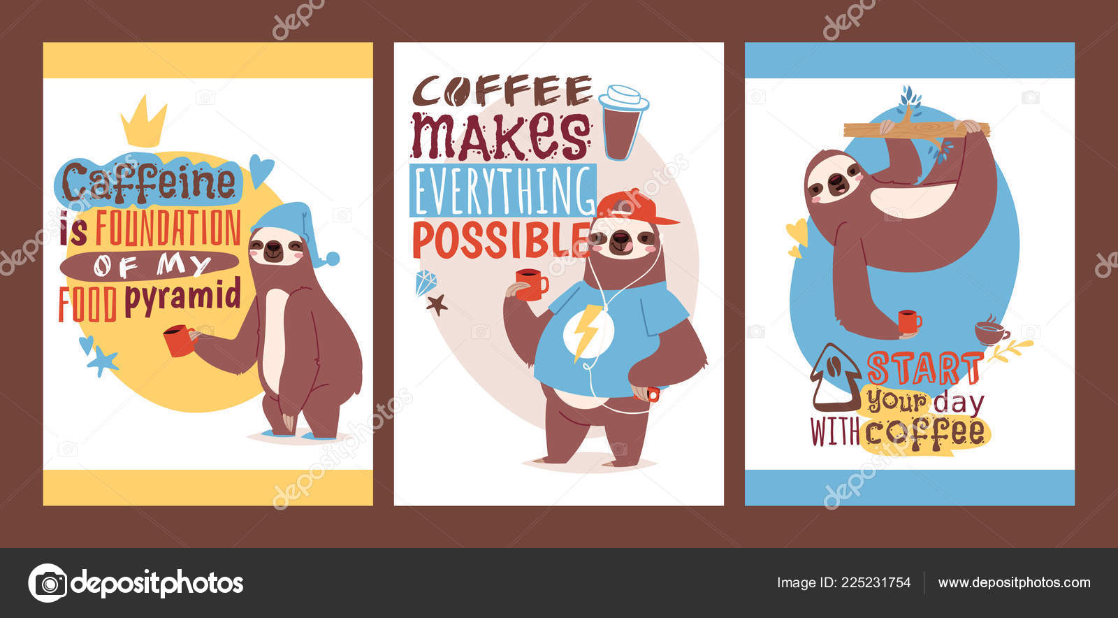 コーヒーのカップとナマケモノは 動物カードのセット 朝をお楽しみください ベクトル イラスト Textstart とコーヒーで一日 ストックベクター C Adekvat コーヒーのカップとナマケモノは 動物カードのセット 朝をお楽しみください ベクトル イラスト Textstart とコーヒーで一日 ストックベクター C Adekvat