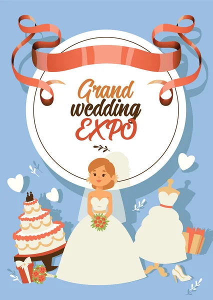 Novia vector dama de honor personaje de la mujer en vestidos de novia con accesorios de vestir blanco y la celebración nupcial ilustración telón de fondo de la celebración del matrimonio chica casadera — Vector de stock