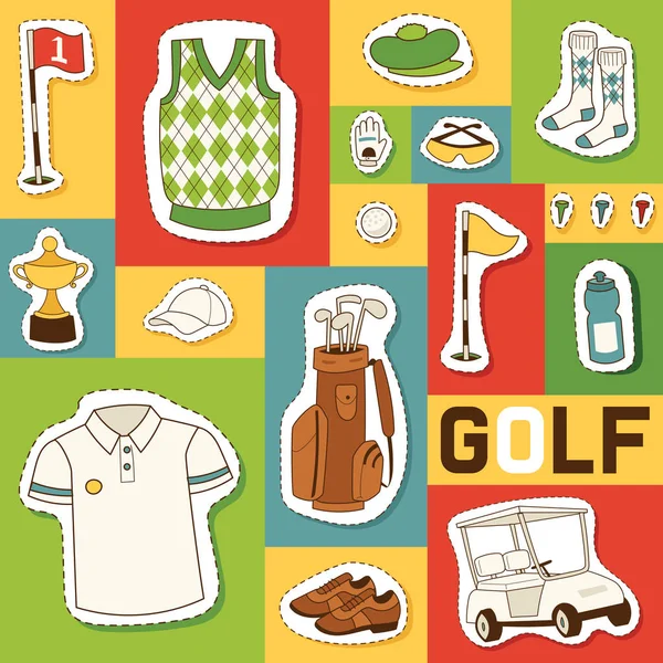 Golf vector seamless pattern golfers sportswear and golfball for playing in golfclub backdrop illustration set of sportsman golfing clothes background — Stock Vector