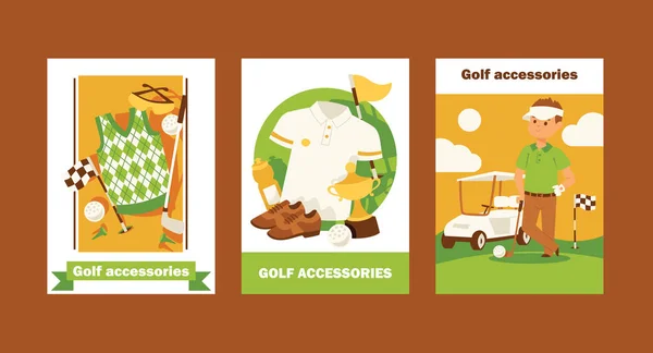 Golf vektor golfisté sportovní a golfball pro hraní v golfclub pozadí obrázku sadu sportovec golfové oblečení pozadí — Stockový vektor