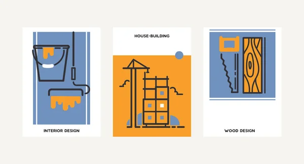 Constructor vector construcción de edificios para nueva construcción esquema de telón de fondo ilustración de la industria construcción de interiores industriales acumulación banner conjunto de fondo — Archivo Imágenes Vectoriales