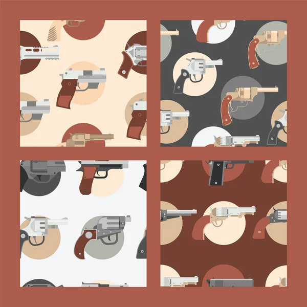 Pistole vettore modello senza soluzione di continuità pistola occidentale cowboys retro revolver sfondo illustrazione fauna selvatica cartoni animati wildwest sceriffi pistola sfondo banner set — Vettoriale Stock