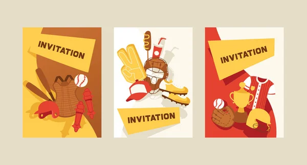 Baseball vector patrón catchers ropa deportiva y bateadores baseballbat o pelota para la competencia telón de fondo ilustración ropa de deportista con cazadores guante fondo banner invitación conjunto — Vector de stock