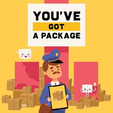 Postman vector mailman delivers mails in postbox or mailbox and post people character carries mailed letters in letterbox illustration backdrop postal delivery service background clipart