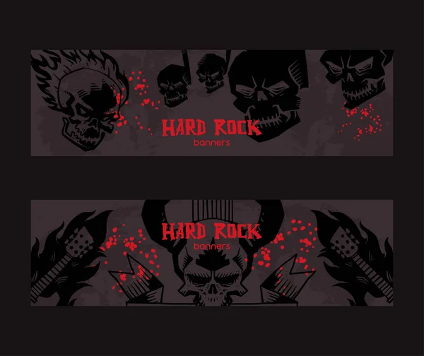Heavy metal model vector rock muzică design muzical festival eveniment concert craniu tatuaj fundal ilustrare fundal set banner — Vector de stoc