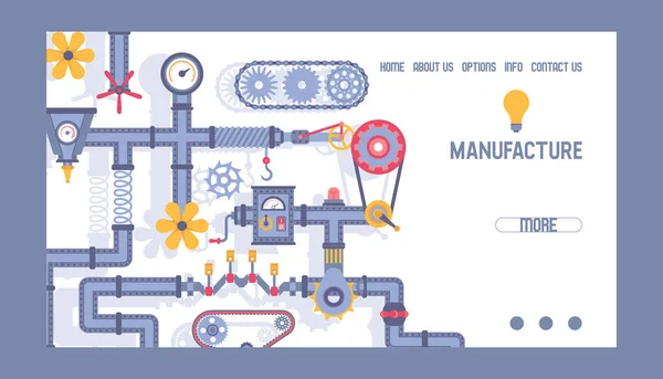 Industry pattern vector web page industrial machinery engineering equipment gear fan pipe illustration technical backdrop engine technology working mechanism landing web-page background — Stockvector