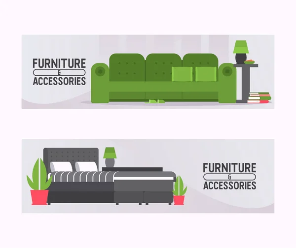 Sofa vektor furniture sofa dilengkapi desain interior ruang tamu di apartemen Ilustrasi latar belakang perabotan modern kursi sofa-tempat tidur settee latar belakang - Stok Vektor