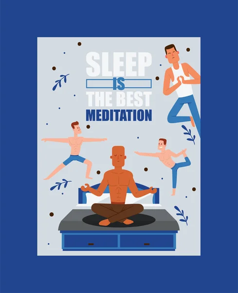 Yoga vektor mennesker yogi karakter uddannelse fleksibel motion udgør illustration kulisse sund mand livsstil træning med meditation balance afslapning baggrund – Stock-vektor