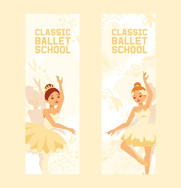 Bailarina de ballet vector bailarina mujer personaje bailando en ballet-falda tutu ilustración telón de fondo conjunto de ballet clásico bailarina chica fondo — Vector de stock