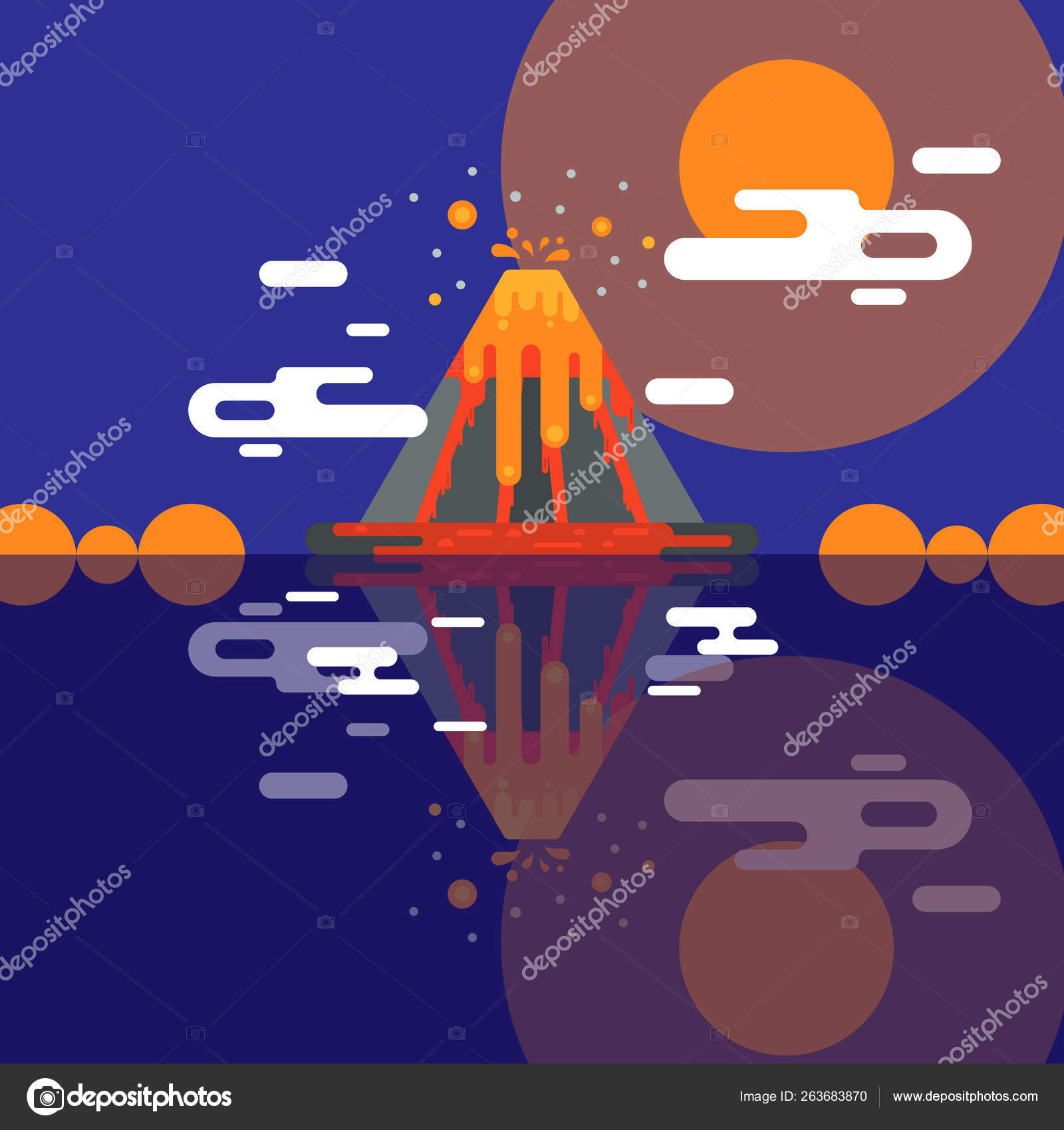 Volcán vector erupción y vulcanismo o explosión convulsión de la