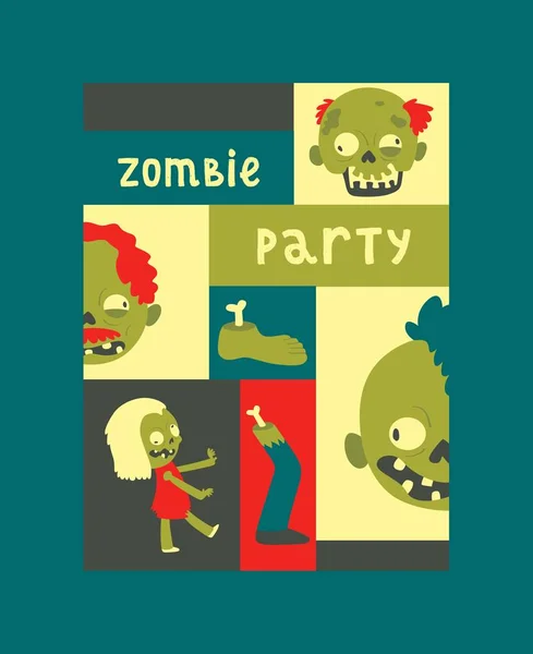 Cartoon-Zombie-Vektor-Muster halloween unheimlich Monster Charakter gespenstisch Junge Mädchen Illustration Hintergrund des Grauens Böse tot grün gruselig Mann fassen Hintergrund Banner gesetzt — Stockvektor