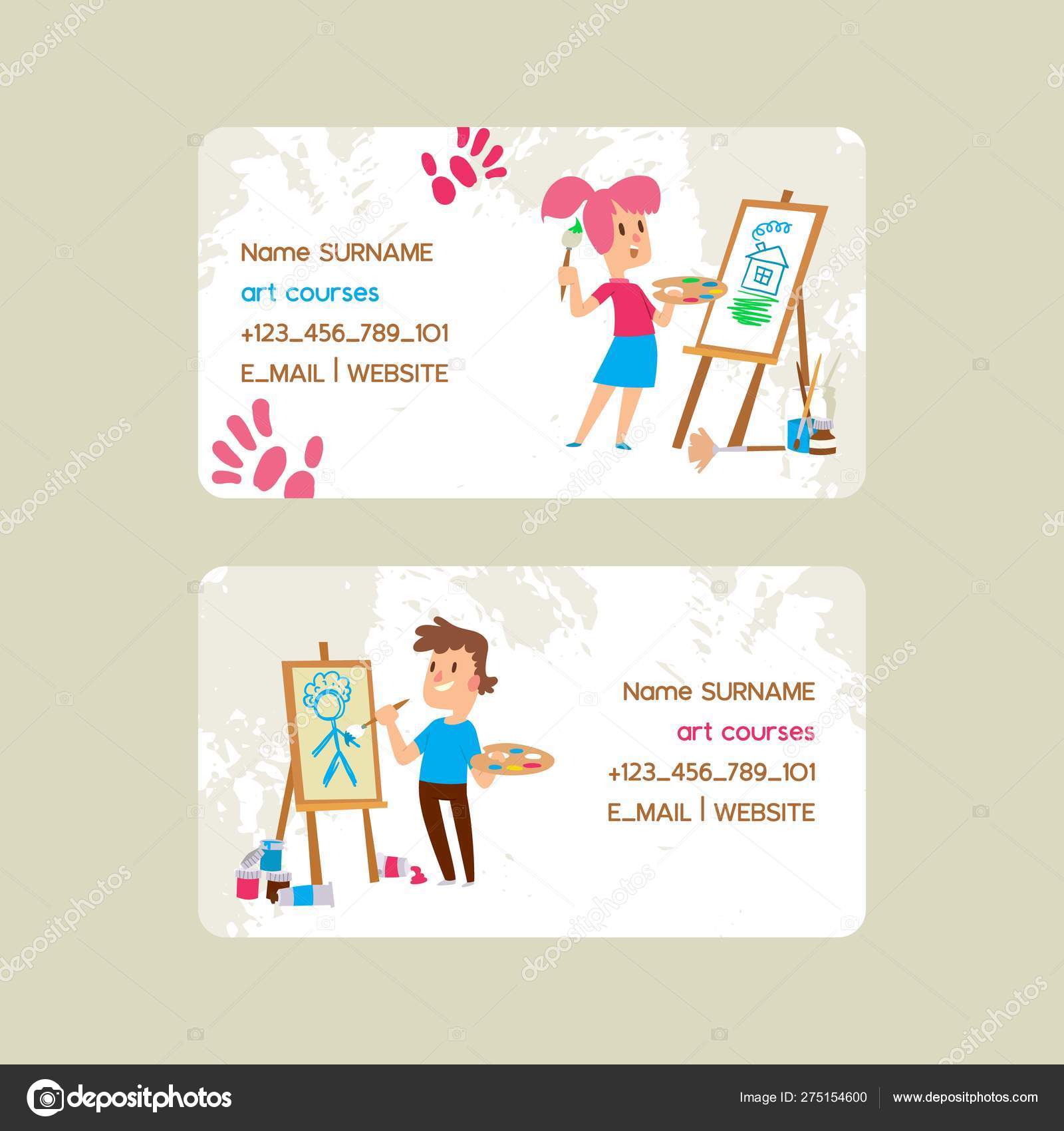 Art Courses School Set Of Business Cards Vector Illustration Girl And Boy Drawing Painting Sketching On Easel Education Enjoyment Concept Pencils Watercolor Creative People Hand Print Vector Image By C Adekvat Art Courses School Set Of Business Cards Vector Illustration Girl And Boy Drawing Painting Sketching On Easel Education Enjoyment Concept Pencils Watercolor Creative People Hand Print Vector Image By C Adekvat