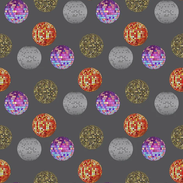 Disco ball discotheque music party night club dance equipment seamless pattern background vector illustration. — Stock Vector