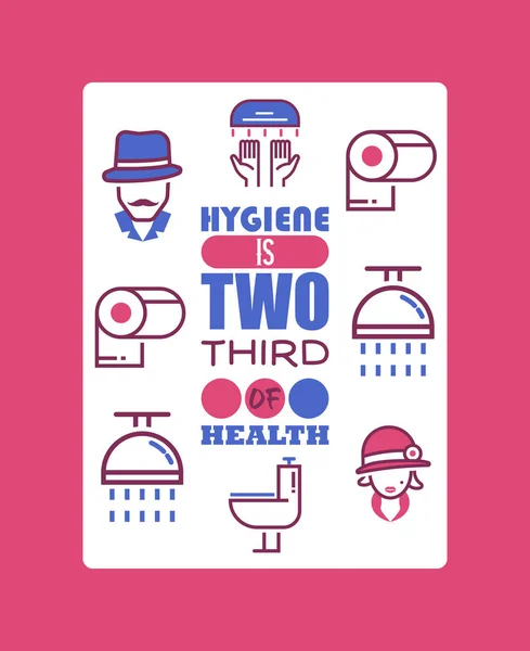 Affiche de motivation hygiène des toilettes, illustration vectorielle. Publicité sociale carte d'information de santé avec hygiène du texte est de deux tiers de la santé — Image vectorielle