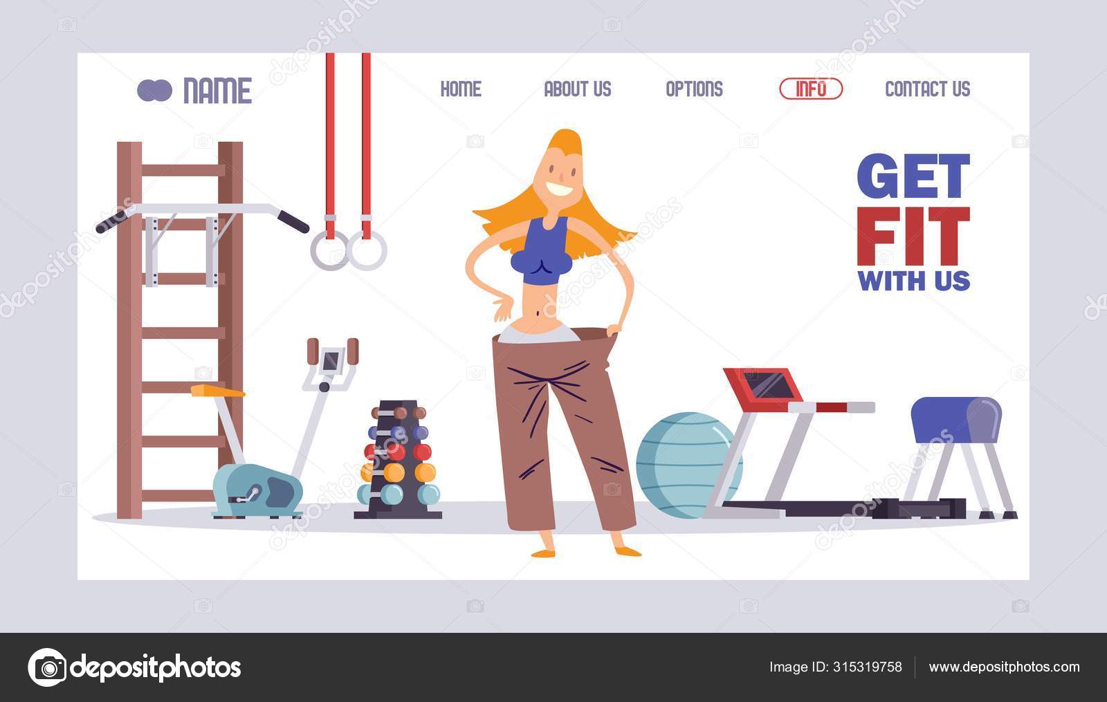 Fitness Studio Website Design Vector Illustration Gym Landing Page Concept Weight Loss Program With Personal Trainer And Group Training Class Stock Vector C Adekvat 315319758