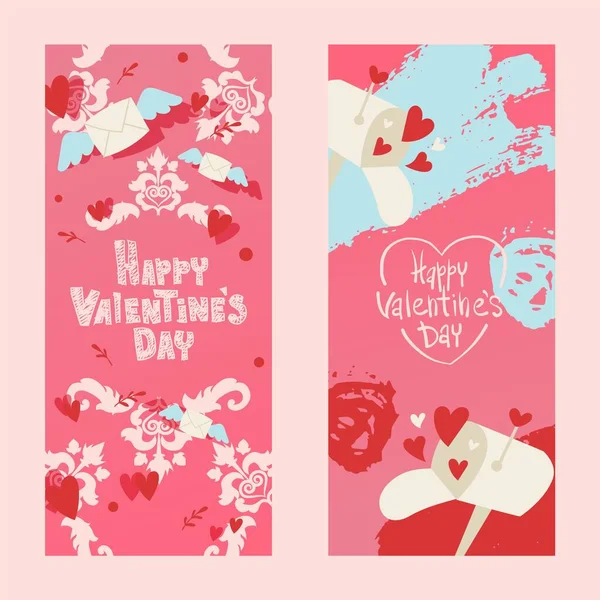 Šťastný Valentýn s obálkou, vektorovou ilustrací. Karta s prázdninovým romantickým dopisem s křídly. — Stockový vektor