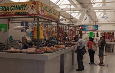 Chetumal, Meksika-Mart 09, 2018: kasap Mercado Ignacio Manuel Altamirano, Chetumal, Meksika