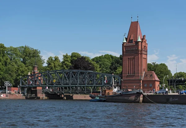 Lubeck Almanya Mayıs 2018 Görünüm Lubeck Almanya Tarihi Asansör Köprüsü — Stok fotoğraf
