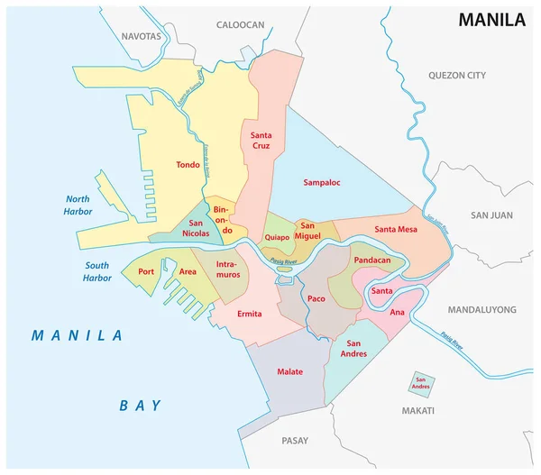 Manilla Administratieve Politieke Vector Kaart Filippijnen — Stockvector