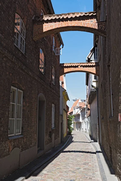 Smal Gata Medeltida Gamla Stan Lübeck Tyskland — Stockfoto