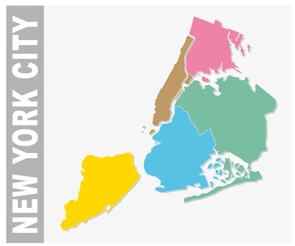 Renkli New York City Idari Siyasi Vektör Harita Amerika Birleşik — Stok Vektör