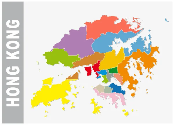 Mapa Colorido Vetor Administrativo Político Hong Kong —  Vetores de Stock