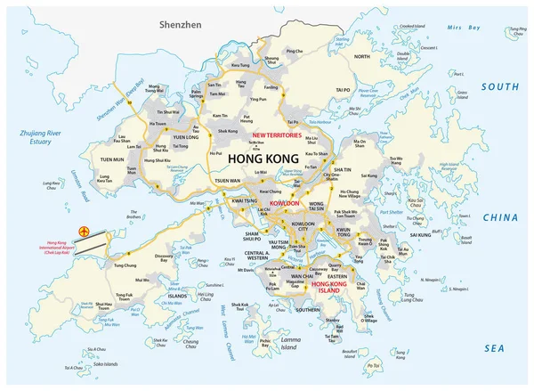 Speciale Administratieve Regio Hongkong Van Mensen Republiek Van China Routekaart — Stockvector