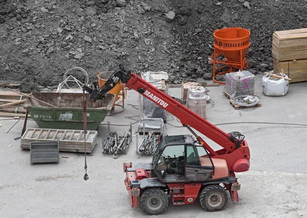 Offenbach Main Alemania Junio 2018 Cargador Telescópico Una Obra Construcción —  Fotos de Stock