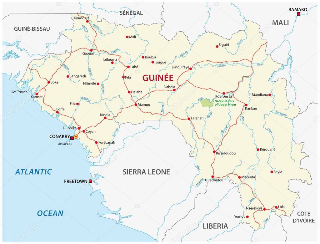 guinea road vector map
