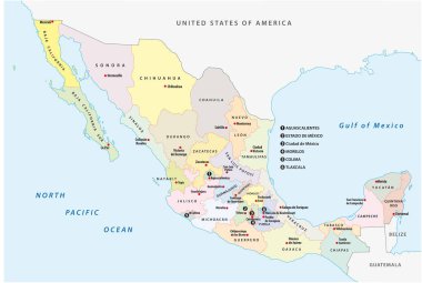 Meksika idari ve siyasi vektör harita.