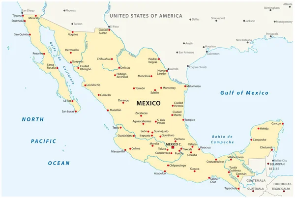 Mapa Vetorial México — Vetor de Stock