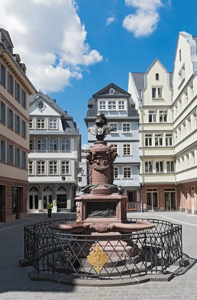 Nowy Pomnik Stoltze Stare Miasto Huehnermarkt Frankfurt Niemcy — Zdjęcie stockowe