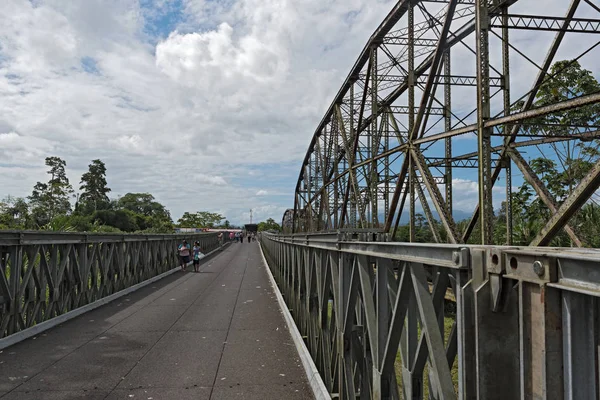 Sixaola Kostarika Března 2017 Staré Železnice Hraniční Most Přes Řeku — Stock fotografie