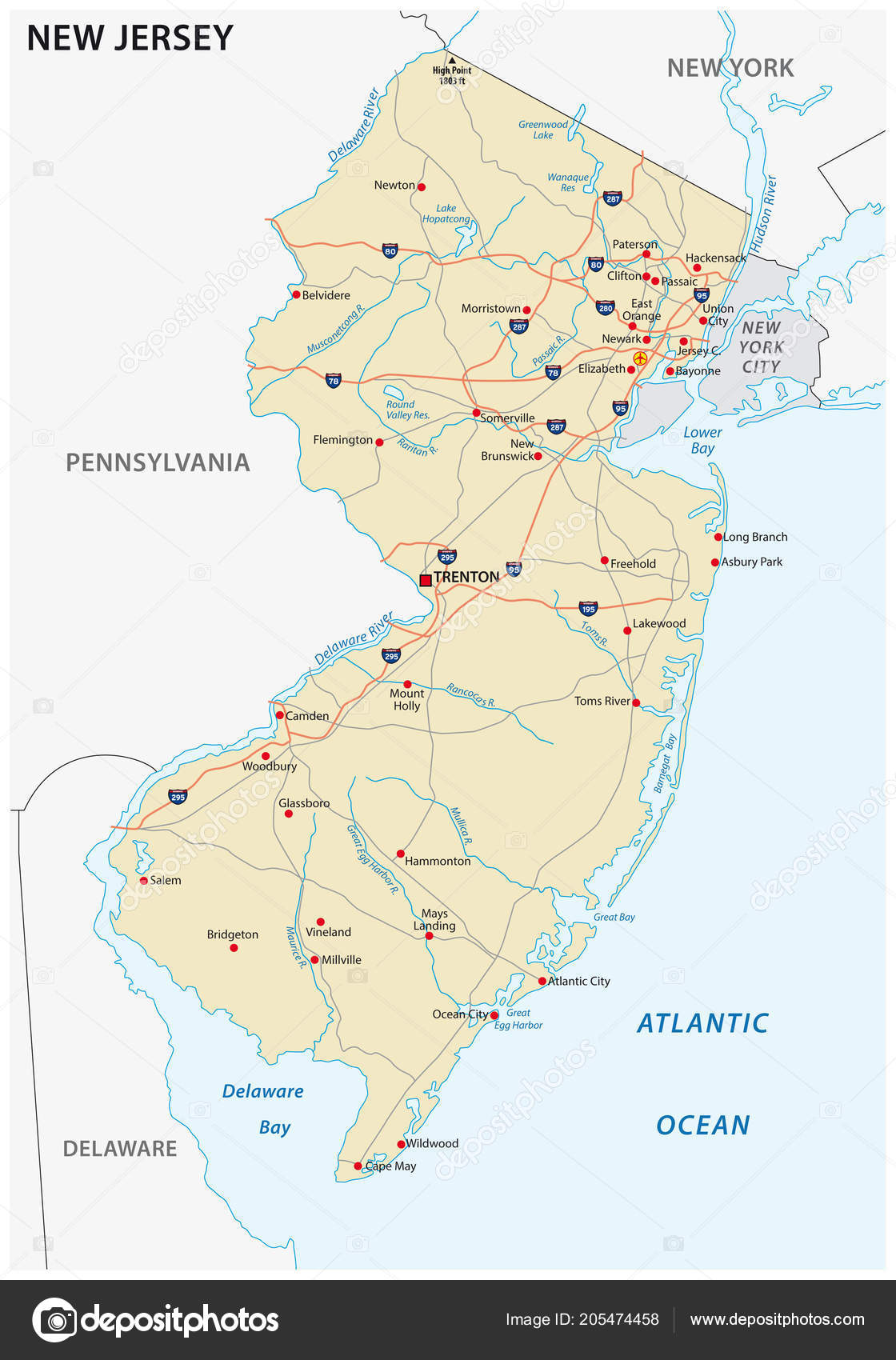 Vector map Jersey City New Jersey