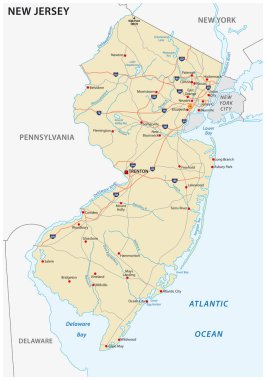 New jersey yol haritası bayrak ile
