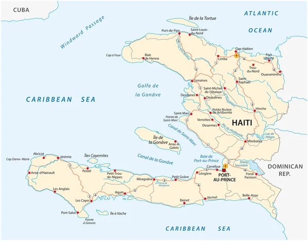 Mapa Vectorial Carreteras República Haití — Vector de stock