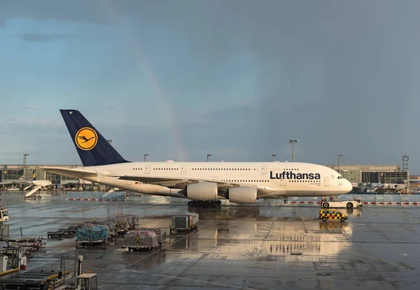 Frankfurt Germany July Lufthansa Airbus A380 Frankfurt Airport — Stock Fotó