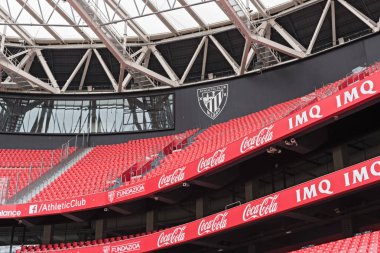 Bilbao, İspanya-Temmuz 25, 2018: San Mames, futbol stadyumu, atletik ev standları görünümünü club Bilbao, Bask Ülkesi, İspanya.