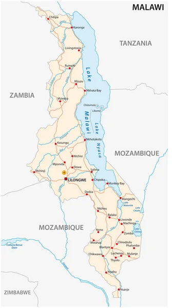 Mapa Vectorial República Malawi — Vector de stock