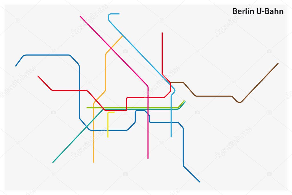 colored subway vector map of Berlin, germany.