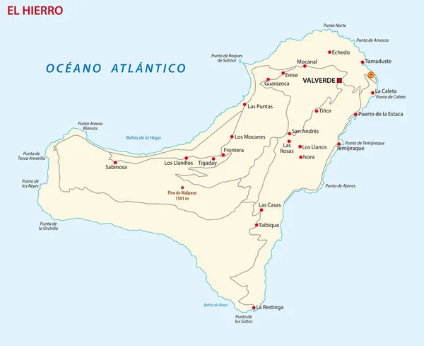 Vektor Straßenkarte Der Kanarischen Insel Gran Hierro — Stockvektor