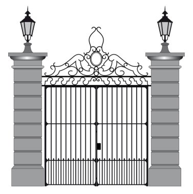 İşlenmiş demir kapının vektör çizimi